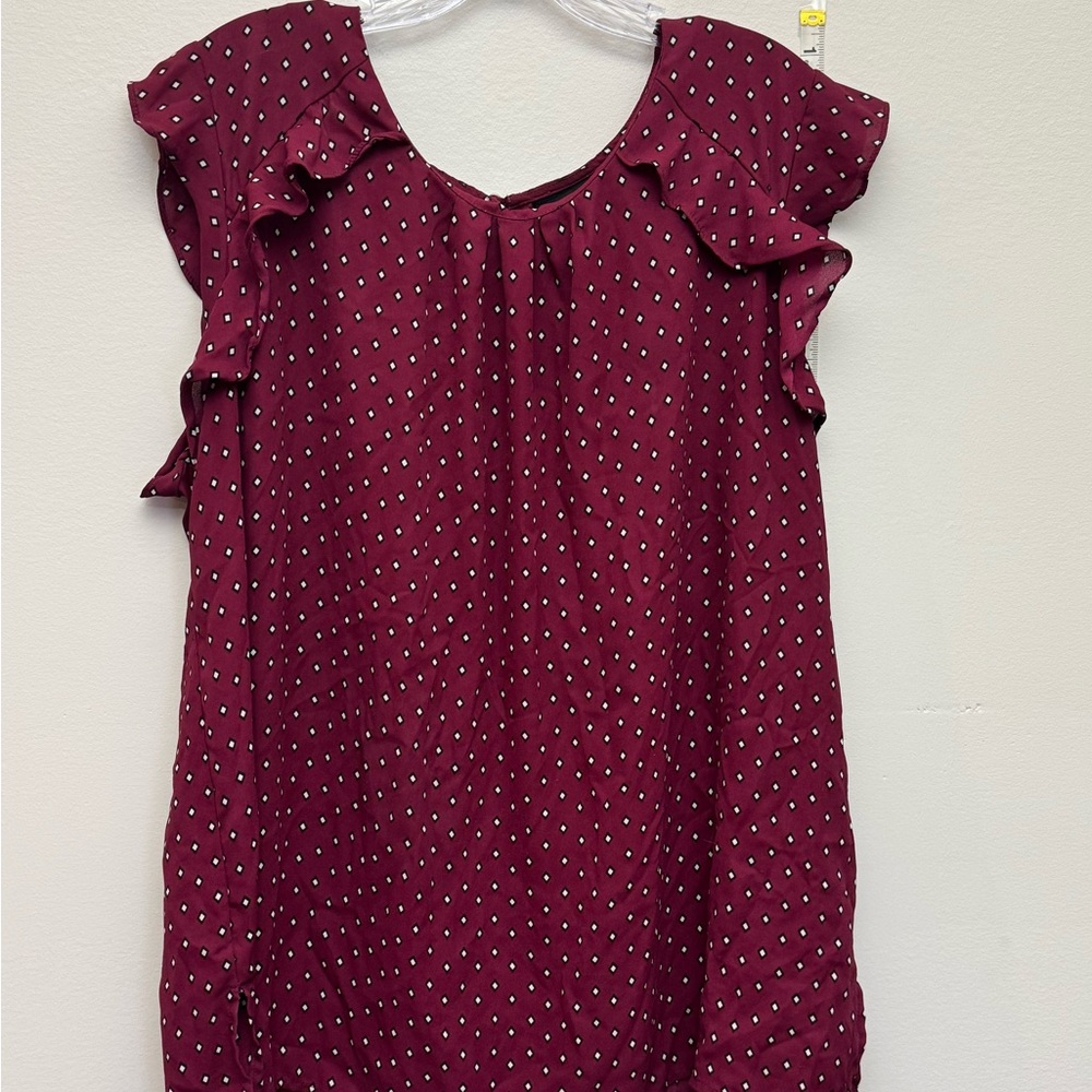 Liz Claiborne Career Womens XXL Burgundy Ruffle Sleeve Blouse - Picture 6 of 6